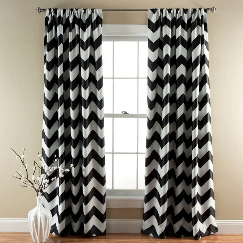 Black and White Ripple Pattern Curtain - Image 2